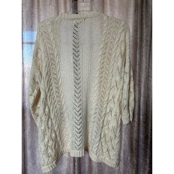 Pink Republic Beige Open-Front Knit Cardigan Sweater Women's Small Neutral Light - Picture 2 of 10